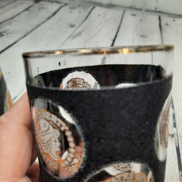 Vintage 4 Libbey Coin‎ Textured Highball Glasses Black & Gold - Picture 9 of 9